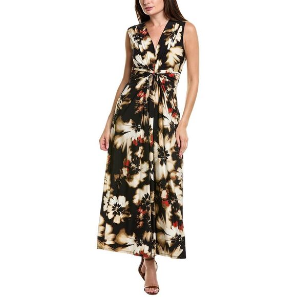 Anne Klein Womens  Twist Front Maxi Dress, Black - Picture 1 of 3